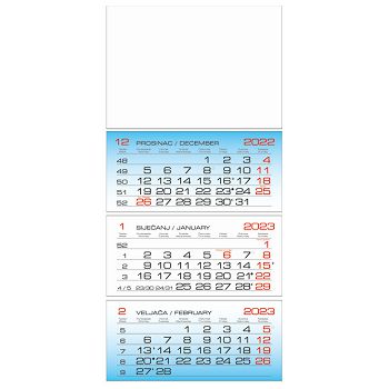 Kalendar zidni trodijelni 2023.-3 bloka, preklopni