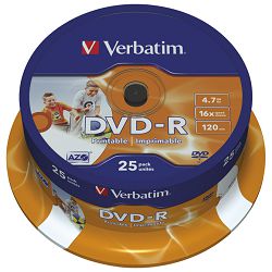 DVD-R 4,7/120 16x spindl printable pk25 Verbatim 43538