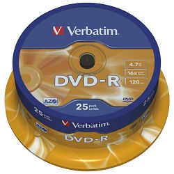 DVD-R 4,7/120 16x spindl Mat Silver pk25 Verbatim 43522