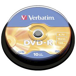 DVD-R 4,7/120 16x spindl Mat Silver pk10 Verbatim 43523