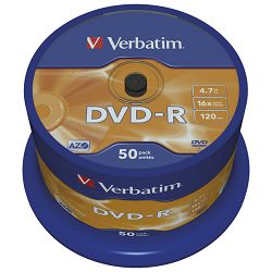 DVD-R 4,7/120 16x spindl Mat Silver pk50 Verbatim 43548