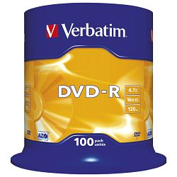 DVD-R 4,7/120 16x spindl Mat Silver pk100 Verbatim 43549