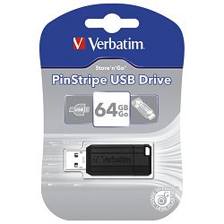 Memorija USB 64GB PinStripe Verbatim 49065 crni blister