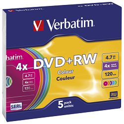 DVD+RW 4,7/120 4x slim pk5 Verbatim 43297 sortirano