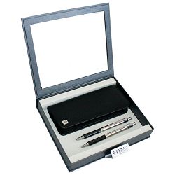 Set poklon olovka kemijska+tehnička Pe-Pe+etui kožni Penac srebrna