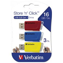 Memorija USB 3x16GB 3.0 StorenClick Verbatim 49306 crveni/plavi/žuti blister