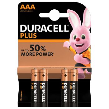 Baterija alkalna 1,5V AAA Plus pk4 Duracell LR03 blister