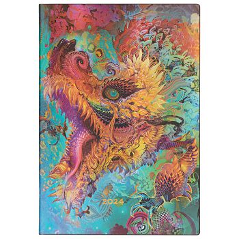 Planer tjedni 2024-12,5x17,5cm-midi horizontalni s gumicom Humming Dragon Flexi Paperblanks 0524-7