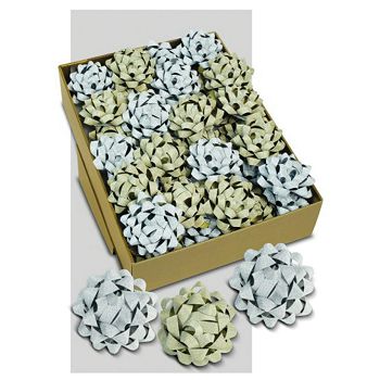 Mašna ukrasna samoljepljiva 80 mm Poly Glitter Prasent 18540-099 sort zlatna/srebrna