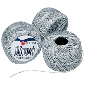 Špaga ukrasna metalik fi-2 mm/20m Prasent 127-631 srebrna