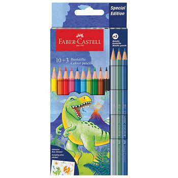 Boje drvene  10 boja + 3 boje drvene Dino Faber Castell 111213 blister