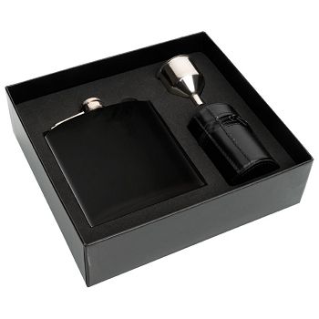 Pljoska metalna+4 čašice u poklon kutiji Madonie Schwarzwolf F5000200AJ3