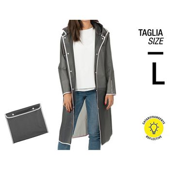 Kabanica  reflektirajući rub, bijeli gumbi  Perletti 14220 prozirno-siva L