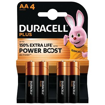 Baterija alkalna 1,5V AAA Plus Boost pk4 Duracell LR03 blister