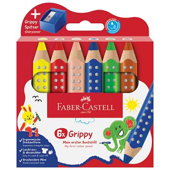Boje drvene 6boja Jumbo XXL Grippy 3u1+šiljilo Faber Castell 110635 blister