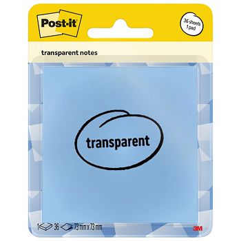 Blok samoljepljiv 73x73mm 36L Post-it 3M. 600-1TRSPB prozirno plavi blister