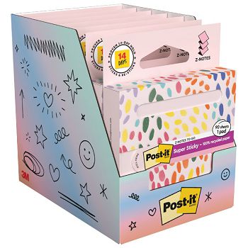 Blok samoljepljiv "Z" 76x76mm 90L Post-it Recycled Pastel Pink 3M.R330-1RSSP rozi blister