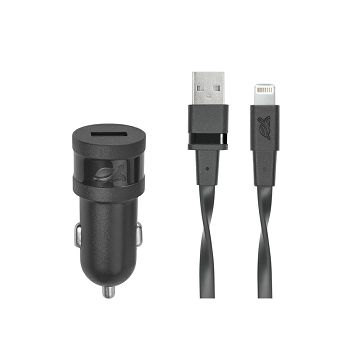 Auto punjač RivaPower VA4215 BD2 Black 1A / 1xUSB + kabel MFi Lightning 1.2m