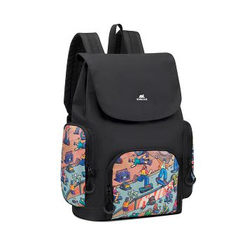 Ruksak RivaCase Agora 5425 black Urban Print backpack "Skaters", 15L