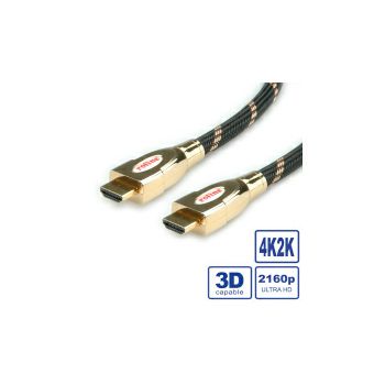 Roline GOLD HDMI Ultra HD kabel sa mrežom, HDMI M - HDMI M, 1.0m