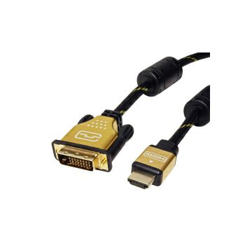 Roline GOLD DVI kabel, DVI-D (24+1) na HDMI (M/M), Dual Link, UHD 4K, 2.0m