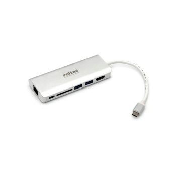 Roline USB-C docking station, 4K HDMI, 2×USB 3.0/3.2 Gen 1, 1×SD/TF čitač kartica, 1×USB-C power, 1×G-LAN