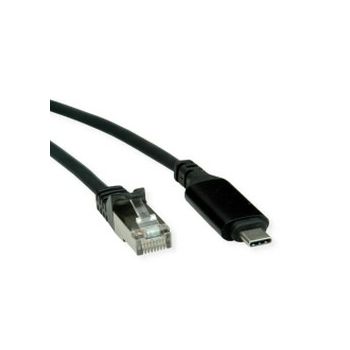 Roline adapter/kabel USB-C - Gigabit LAN 10/100/1000Mbit/s, 2.0m. crni