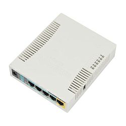 Mikrotik RB951Ui-2HnD RouterBOARD, 600Mhz CPU, 128MB RAM, 5×LAN, 2.4Ghz 802b/g/n integrirana antena, plastično kućište, PSU, RouterOS L4