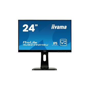 IIYAMA 24" ProLite XUB2492HSU-B1 (23.8") 16:9 Full HD (1920×1080) IPS W-LED, Ultraslim, Pivot, HAS, 4ms, VGA/HDMI/DP, USB2.0×2, zvučnici, crni