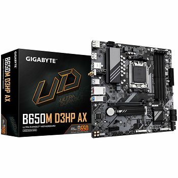 GIGABYTE Mainboard Desktop B650M D3HP (AM5, 4xDDR5, 1xHDMI, 2xDP, 2.5GbE LAN, Wi-Fi 6E 802.11ax, mATX, Retail)