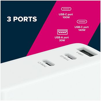 CANYON H-140-01, Wall charger with 1USB-A, 2 USB-C. Input:100-240V~50/60Hz, 2.0A Max. USB-A Output: 5V /9V /12V/20V /28V Max Output Current:5.0A max