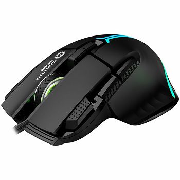 CANYON Fortnax GM-636, 9keys Gaming wired mouse,Sunplus 6662, DPI up to 20000, Huano 5million switch, RGB lighting effects, 1.65M braided cable, ABS material. size: 113*83*45mm, weight: 102g, Black