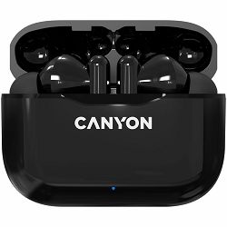 Canyon TWS-3 Bluetooth headset, with microphone, BT V5.0, Bluetrum5736A, battery EarBud 40mAh*2+Charging Case 300mAh, cable length 0.3m, 62*22*46mm, 0.046kg, Black