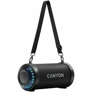 CANYON  BSP-7 Bluetooth Speaker, BT V5.0, Jieli JLAC6925B, 3.5mm AUX, 1*USB-A port, micro-USB port, 1500mAh lithium ion  battery, Black, cable length 0.6m, 278*117 *128mm, 0.941kg