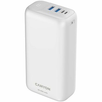 CANYON PB - 301 Power bank 30000mAh Li-poly battery, Input Micro: DC5V/2A, 9V/2A Input Type c PD ： DC5V/3A, 9V/2A， Output Type C  PD:5V/3A,9V/2.2A,12V/1.5AOutput USB A1+USBA 2 : 5V3A,5V/4.5A,4.5V/5A,9