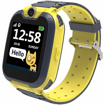 Kids smartwatch, 1.54 inch colorful screen, Camera 0.3MP, Mirco SIM card, 32+32MB, GSM(850/900/1800/1900MHz), 7 games inside, 380mAh battery, compatibility with iOS and android, Yellow, host: 54*42.6*