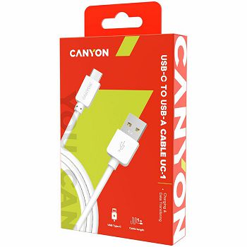 CANYON Type C USB Standard cable, 1M, White