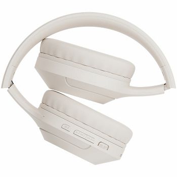 CANYON BTHS-3, Bluetooth headset,with microphone, BT V5.1 JL6956, battery 300mAh, Type-C charging plug, PU material, size:168*190*78mm, charging cable 30cm and audio cable 100cm, Beige