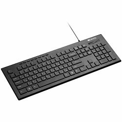 Multimedia wired keyboard, 105 keys, slim and brushed finish design, white backlight, chocolate key caps, AD layout (black)
