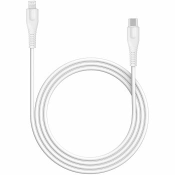 CANYON Type C Cable To MFI Lightning for Apple,  PVC Mouling,Function: with full feature( data transmission and PD charging) Output:5V/2.4A, OD:3.5mm, cable length 1.2m, 0.026kg,Color:White