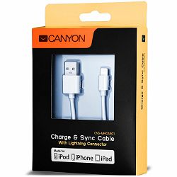 CANYON CNS-MFICAB01W Ultra-compact MFI Cable, certified by Apple, 1M length, 2.8mm , White color