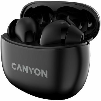 Canyon TWS-5 Bluetooth headset, with microphone, BT V5.3 JL 6983D4, Frequence Response:20Hz-20kHz, battery EarBud 40mAh*2+Charging Case 500mAh, type-C cable length 0.24m, size: 58.5*52.91*25.5mm, 0.03