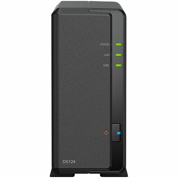 Synology DiskStation DS124 1-Bay NAS, CPU 4-core 1.7 GHz, 1 GB DDR4, 1 x 1Gbe LAN, 2 x USB 3.2