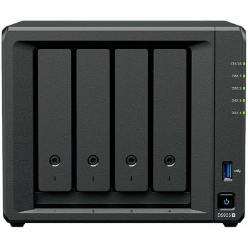 Synology DiskStation DS925+ Tower, 4-Bays 3.5 SATA HDD/SSD, 2 x M.2 2280 NVMe SSD slot, CPU AMD Ryzen V1500B 4-core 2.2 GHz, 4 GB DDR4 ECC SODIMM, 2x RJ-45 2.5 GbE LAN Port; 2x USB 3.2; 1 xUSB Type-