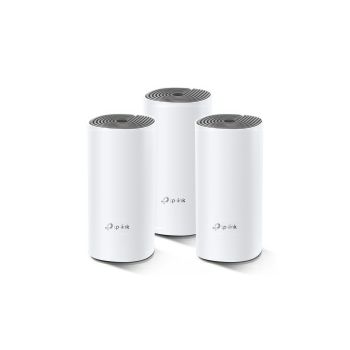 TP-Link AC1200 Deco E4 (3 pack) Whole-Home Mesh Wi-Fi, Dual-Band 300Mbps/867Mbps (2.4GHz/5GHz), 2×LAN, 2×interna antena, MU-MIMO, AP Mode, IPv6 Ready, Deco App, Cloud Support, Alexa & IFTTT