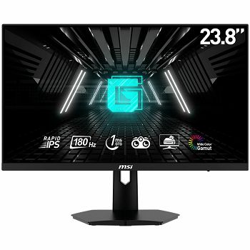 MSI G244F E2 Gaming Monitor, 180Hz Full HD (1920 x 1080), Rapid IPS, 16:9, 300NITS, CR 1000:1, 1ms (GtG), Adaptive-Sync, 1x DP, 2x HDMI, VESA (75x75)
