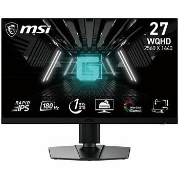 MSI G272QPF E2 Gaming Monitor, 27" 180Hz, WQHD (2560 x 1440), 16:9 Rapid IPS, 300NITS, CR 1200:1, 1ms (GtG), AMD FreeSync, HDR Ready, 1x DP, 2x HDMI, VESA 100x100