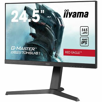 IIYAMA Monitor 24,5" ETE Fast IPS Gaming, G-Master Red Eagle, FreeSync Premium, 1920x1080@165Hz, 400cd/m², 1100:1, HDMI, DisplayPort, 0,5ms (MPRT), Speakers, USB-HUB (2x3.0), Black Tuner, Height Adj. 
