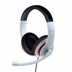 Gembird Stereo headset, white and black color with red ring