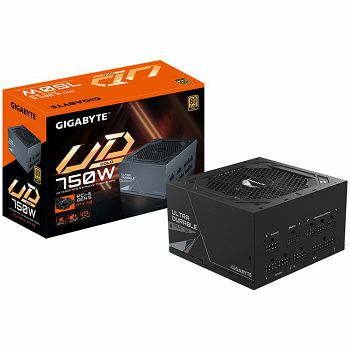 GIGABYTE UD750GM PG5 Power Supply 750W, PCIe Gen5 16Pin, Modular, 80 PLUS Gold, Japanese capacitors, 120mm smart control fan, EU plug